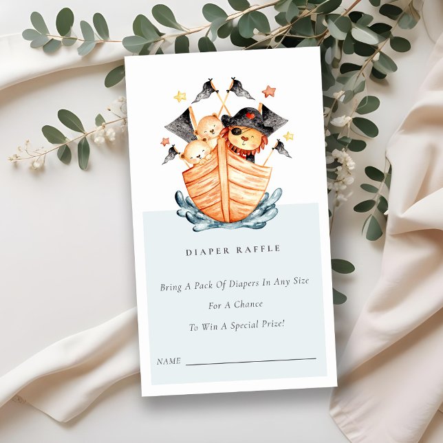 Pirate Ship Lion Cub Diaper Raffle Baby Shower Enclosure Card (Creator Uploaded)