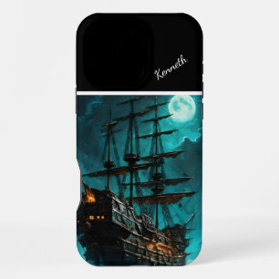 Pirate Ship Moonlight Galleon iPhone 16 Pro Max Case