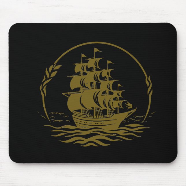 Pirate Ship Ocean World Wonder Adventure Vector  Mouse Pad (Front)