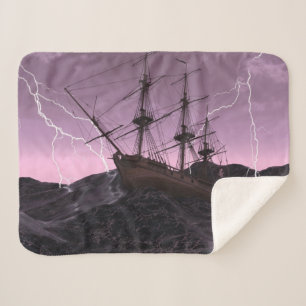 PIRATE SHIP on ROUGH SEAS Sherpa Blanket