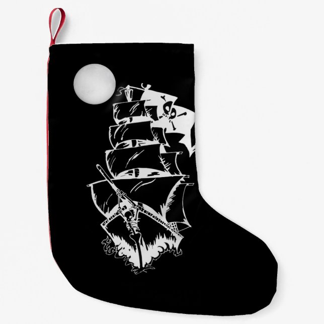 Pirate Ship on the High Seas Small Christmas Stocking (Front)