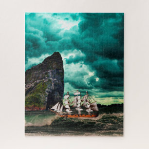 Pirate ship on turbulent seas. jigsaw puzzle