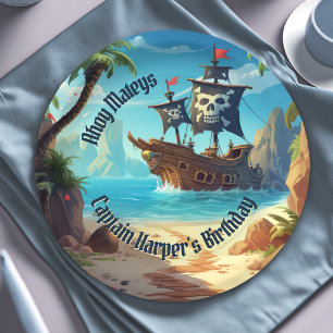 Pirate Ship & Paradise Island Adventure Paper Plate