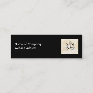 Pirate Ship. Parchment Pattern Background. Mini Business Card