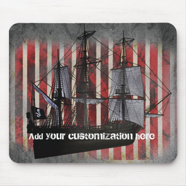 Pirate Ship Pirates Grunge Cool Mouse Pad Mousepad (Front)