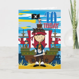 Pirate Ship Scene 10th Birthday Card