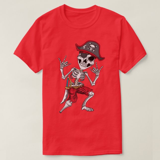 Pirate Ship Sea Rock Rocker Heavy Metal Skeleton S T-Shirt (Design Front)