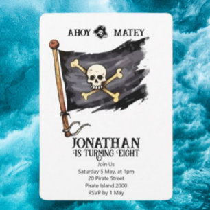 Pirate Ship Skull Birthday Invitation
