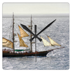 Pirate Ship Square Wall Clock