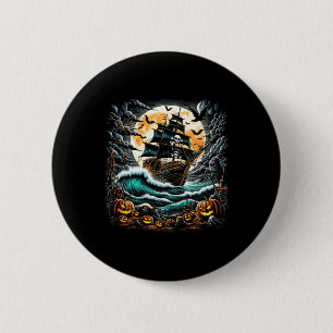 Pirate Ship Storm Halloween Boat Captain Boating R 6 Cm Round Badge