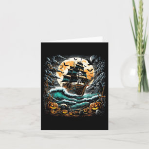 Pirate Ship Storm Halloween Boat Captain Boating R Card