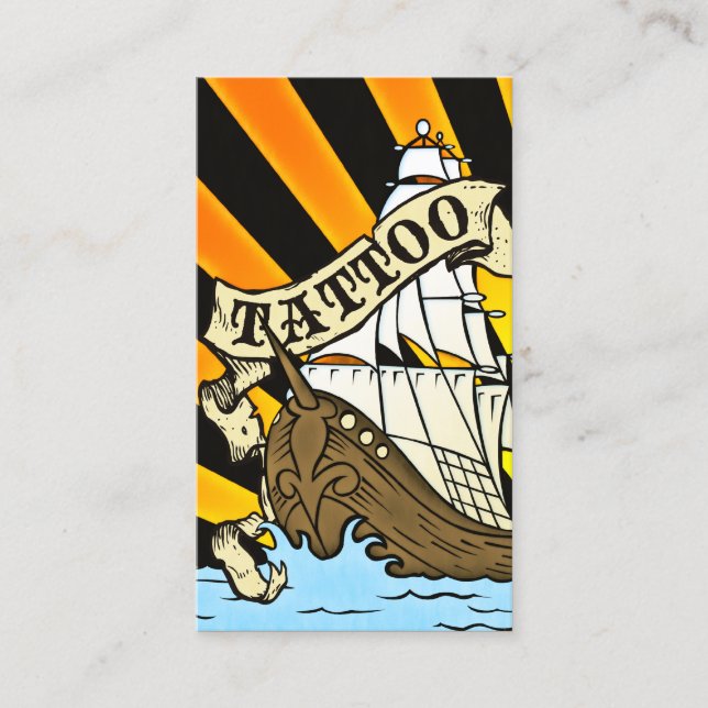 pirate ship tattoo business card (Front)