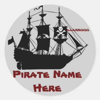 Pirate Ship Themed Birthday Party favour Classic Round Sticker