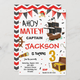 Pirate Ship Treasure Birthday Invitation