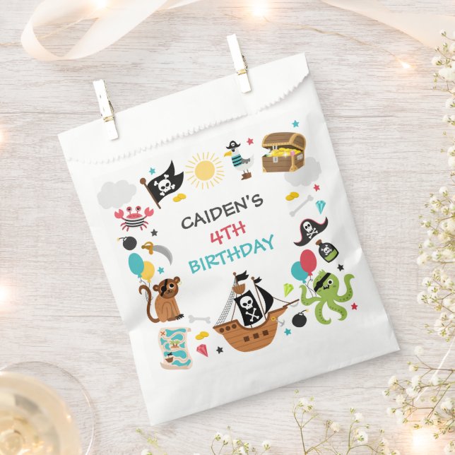 Pirate Ship Treasure Birthday Party Favour Bag (Clipped)