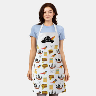 Pirate Ship Treasure Chest Theme Pattern Apron