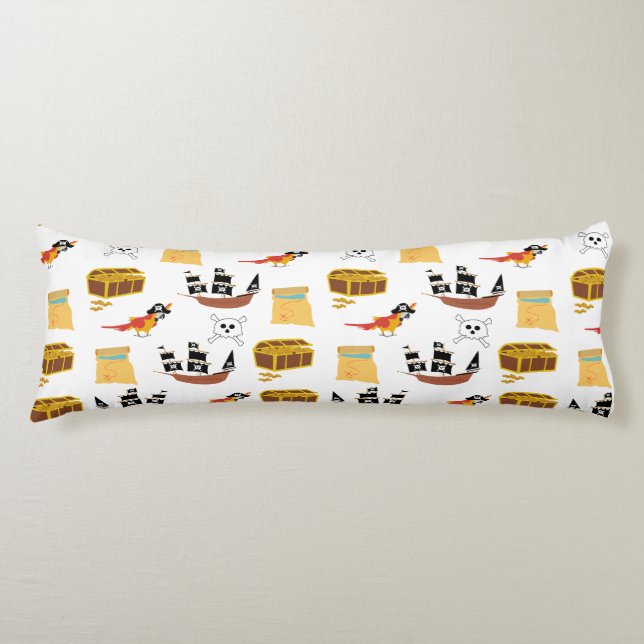 Pirate Ship Treasure Chest Theme Pattern Body Cushion (Front)
