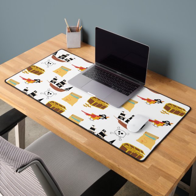 Pirate Ship Treasure Chest Theme Pattern Desk Mat (Office 2)