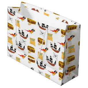 Pirate Ship Treasure Chest Theme Pattern Large Gift Bag