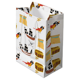 Pirate Ship Treasure Chest Theme Pattern Medium Gift Bag
