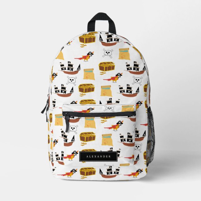 Pirate Ship Treasure Chest Theme Pattern Printed Backpack (Front)
