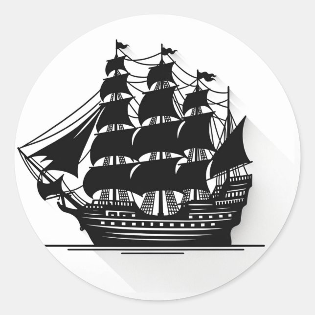 Pirate Ship Treasure Hunting Birthday Party Classic Round Sticker (Front)