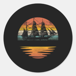Pirate Ship Vintage Nautical Sailing Boat Classic Round Sticker
