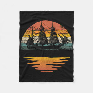 Pirate Ship Vintage Nautical Sailing Boat Fleece Blanket