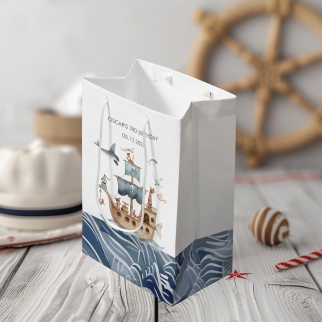 Pirate Ship with Animals Kids Party  Medium Gift Bag (Creator Uploaded)