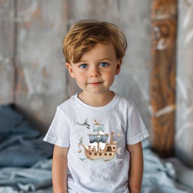 Pirate Ship with Animals Kids Party  Toddler T-Shirt (Creator Uploaded)
