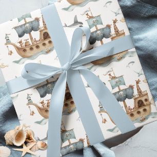 Pirate Ship with Animals Kids Party  Wrapping Paper