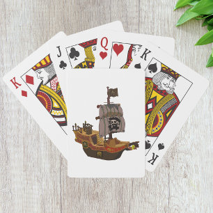 Pirate Ship with Skull Flag Playing Cards
