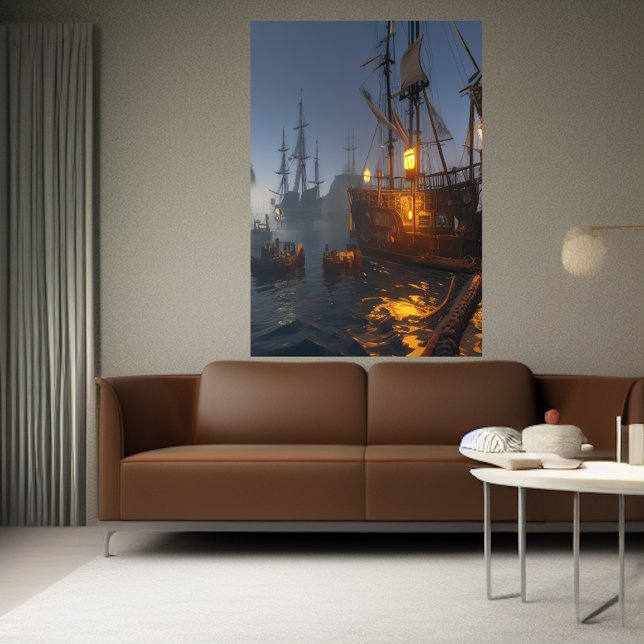 pirate ships on the sea | AI Art Poster (Creator Uploaded)