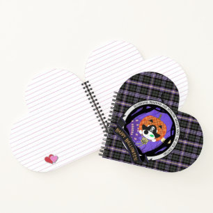 Pirate skeleton cat and plaid notebook