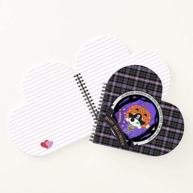 Pirate skeleton cat and plaid notebook (Inside)
