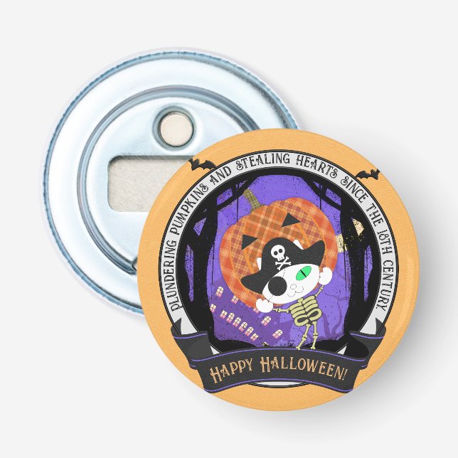 Pirate skeleton cat  bottle opener (Front)