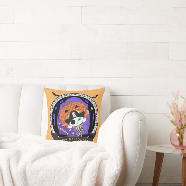 Pirate skeleton cat Throw Pillow (Couch)