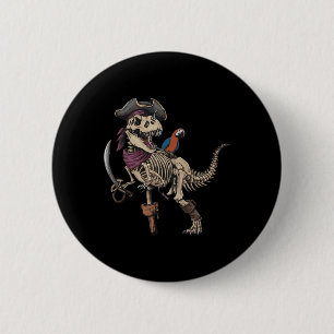 Pirate Skeleton Dinosaur T Rex Funny Tyrannosaurus 6 Cm Round Badge
