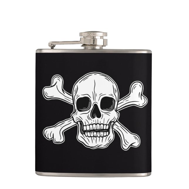 Pirate skeleton  Flag Hip Flask (Front)