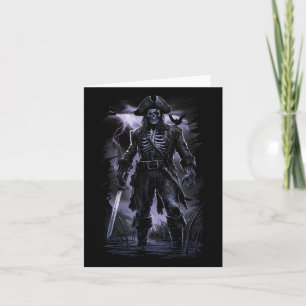 Pirate Skeleton Ghost Ship Halloween Costume Party Card