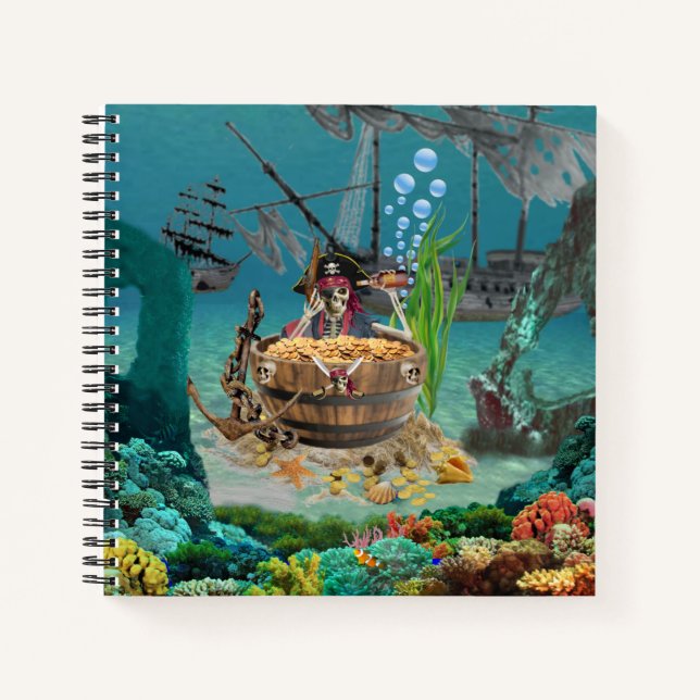 PIRATE SKELETON IN A BARREL NOTEBOOK (Front)