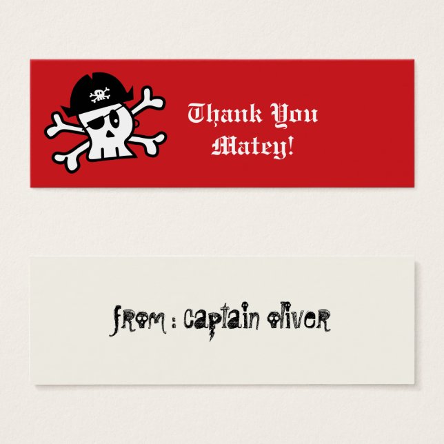 Pirate Skeleton Kids Birthday Party Favour Gift Ta (Front & Back)