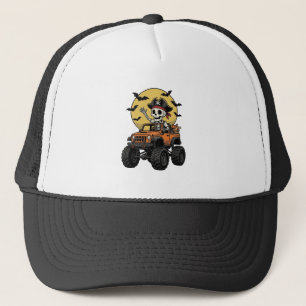 Pirate Skeleton Monster Truck Halloween Design_1 Trucker Hat