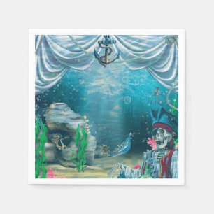 Pirate Skeleton Treasure Under the Sea Party Napkin