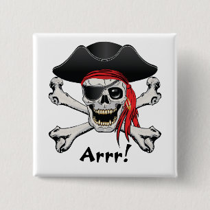 Pirate Skull 15 Cm Square Badge