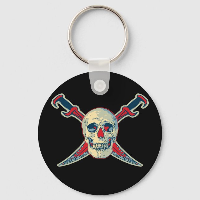 Pirate (Skull) - 2.25" Basic Button Keychain Key Ring (Front)