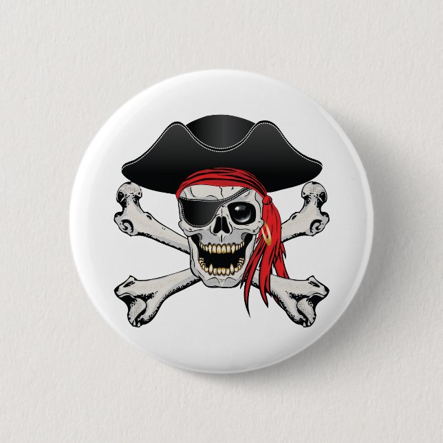 Pirate Skull 6 Cm Round Badge (Front)