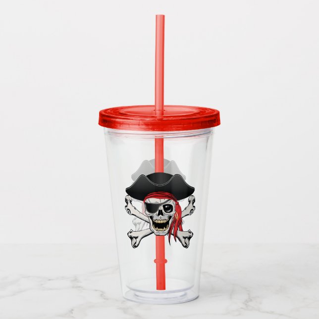 Pirate Skull Acrylic Tumbler (Front)