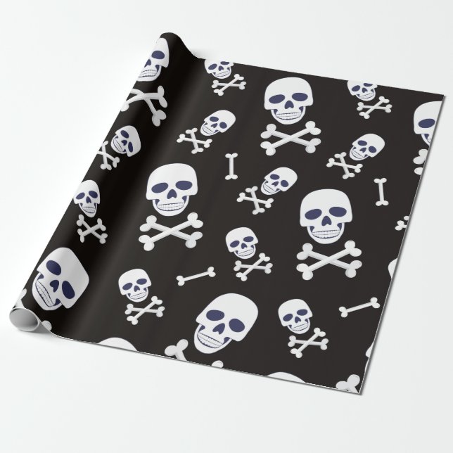 pirate skull and cross bones theme wrapping paper (Unrolled)