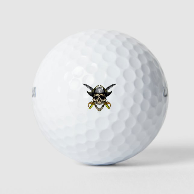 Pirate Skull and Cross Swords Golf Balls (Front)